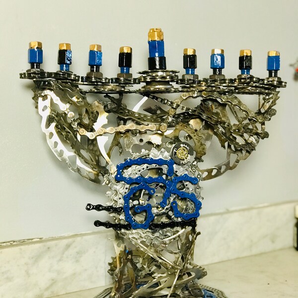 Kosher Bicycle Parts Menorah