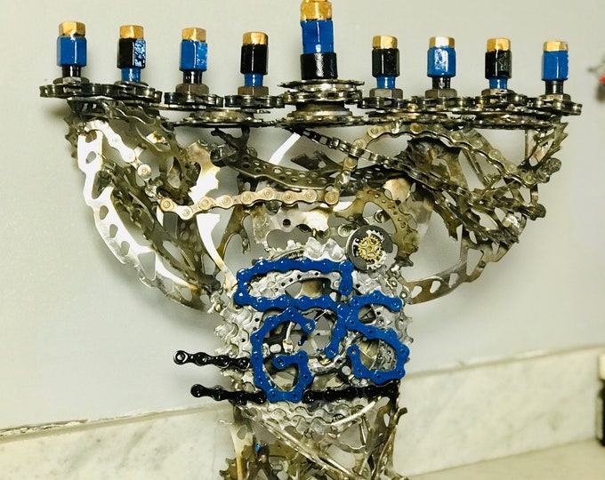 Kosher Bicycle Parts Menorah