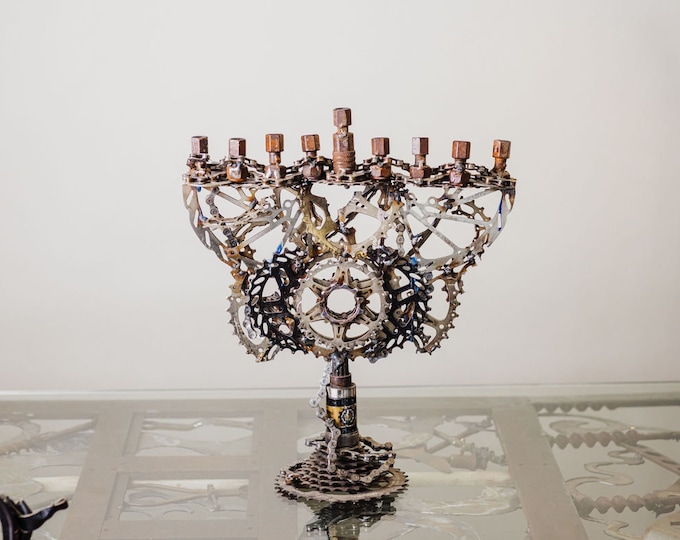 Reclaimed Bike Parts Kosher Menorah