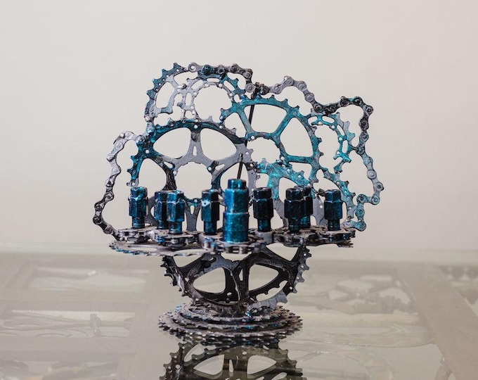 Reclaimed Bike Parts Menorah