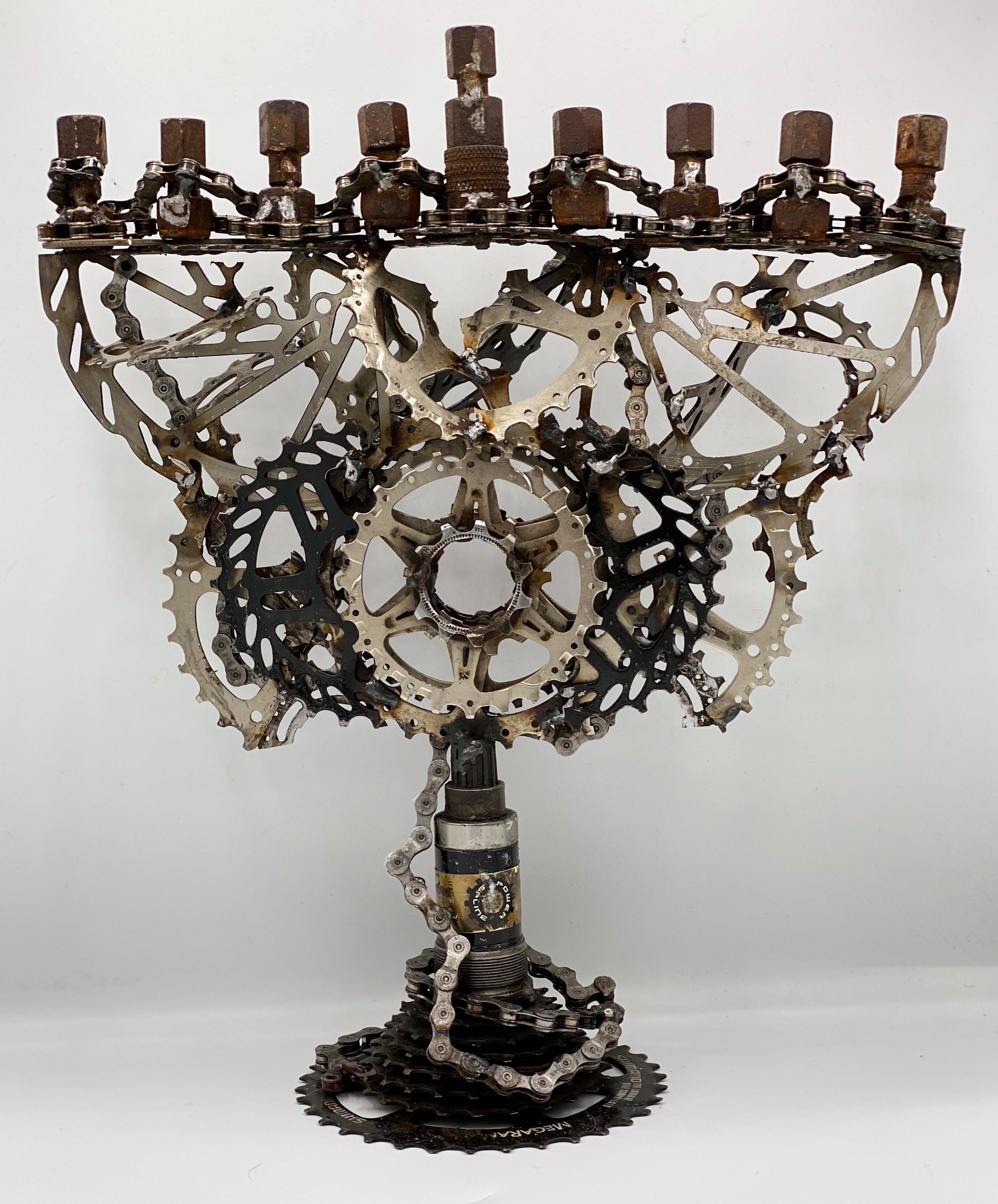 Reclaimed Bicycle Parts Menorah