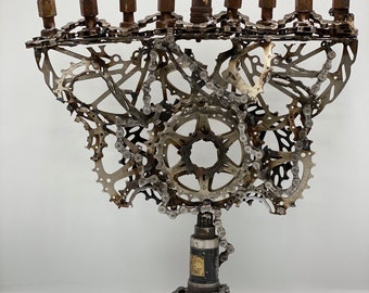 Reclaimed Bicycle Parts Menorah