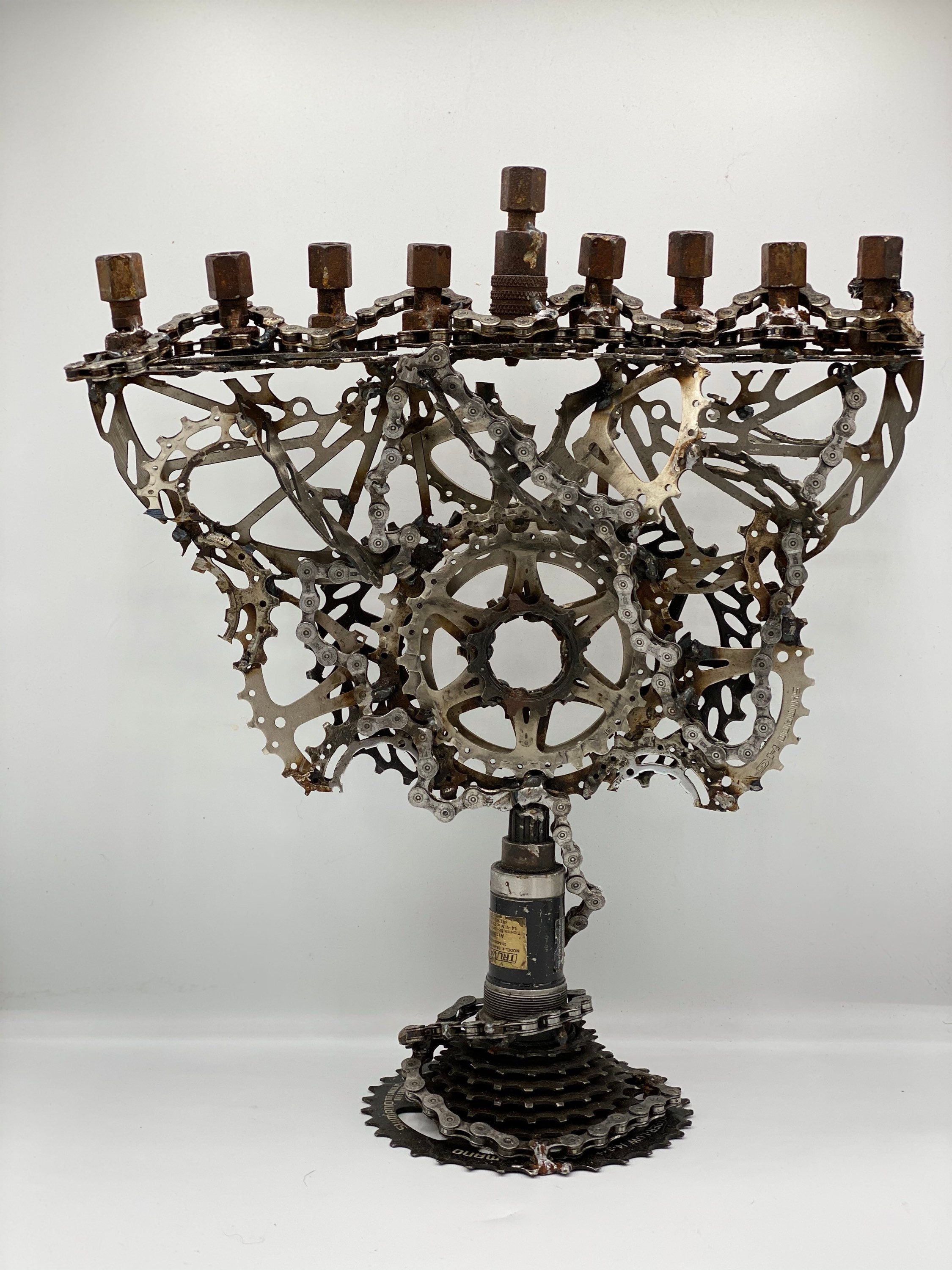 Reclaimed Bicycle Parts Menorah