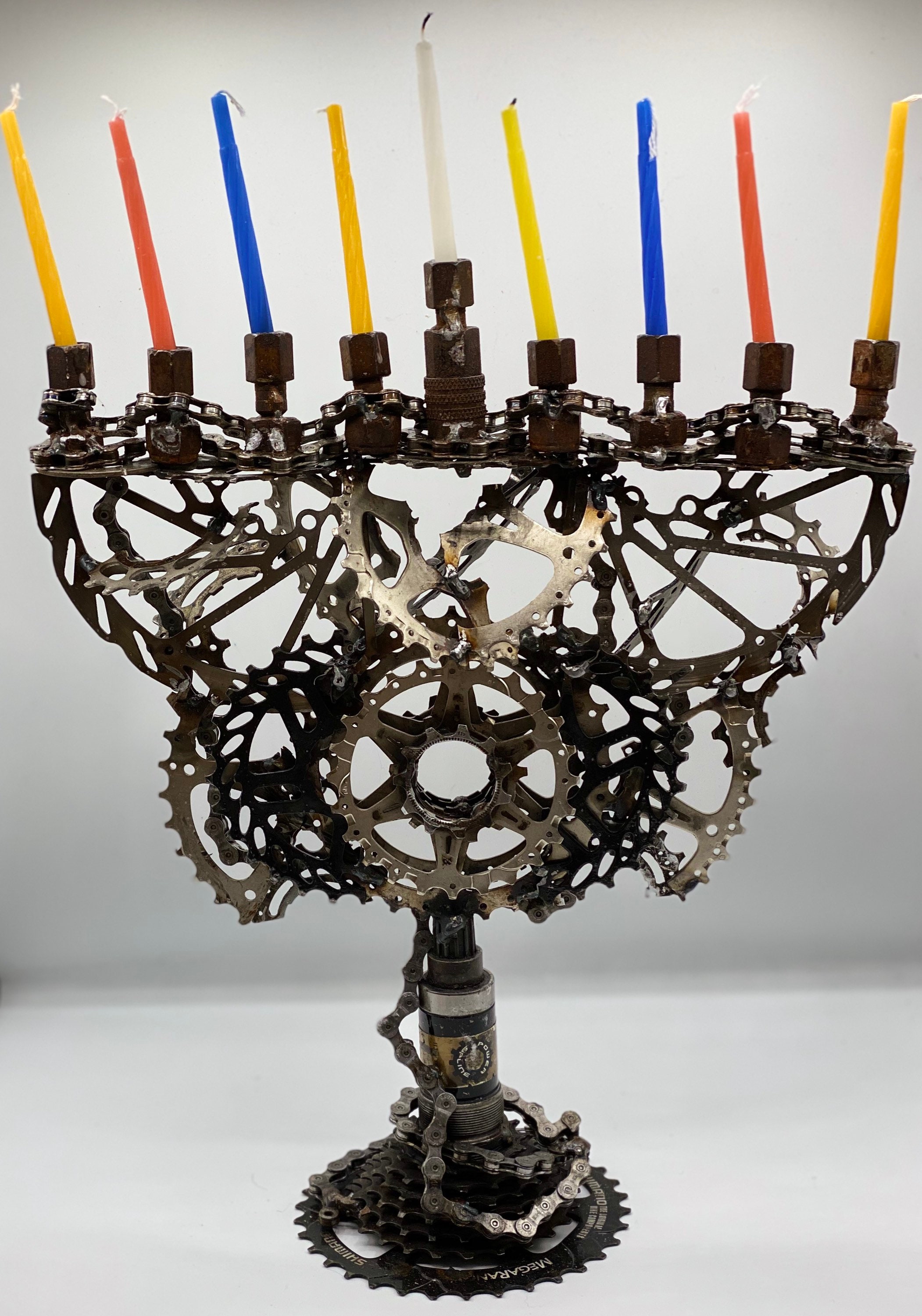 Reclaimed Bicycle Parts Menorah