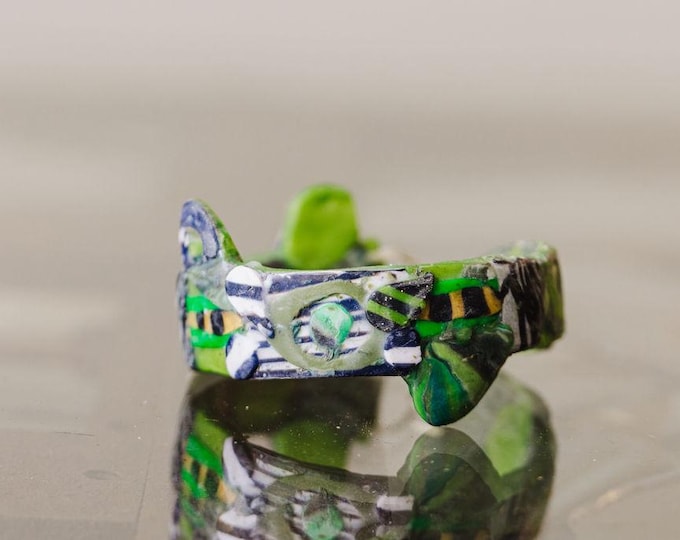 Polymer Clay Green Stripe Bracelet