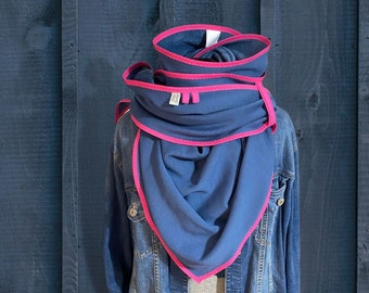 blue alpine fleece triangular scarf XXL, fleece scarf, cuddly scarf bright blue