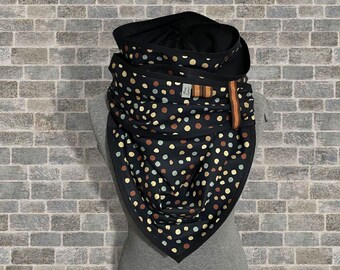 Black triangle scarf, dots cotton scarf