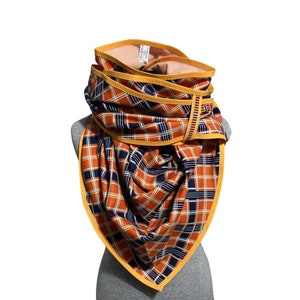 Orange triangular scarf XXL, check reversible scarf, XXL giant scarf image 10