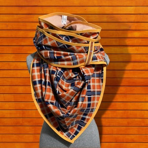 Orange triangular scarf XXL, check reversible scarf, XXL giant scarf image 5