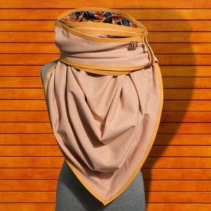 Orange triangular scarf XXL, check reversible scarf, XXL giant scarf image 2