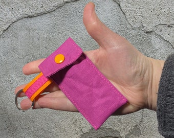 Mauve mini bag for lipstick, shopping chip bag as a keychain