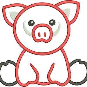 Baby Hog, Pig Machine Embroidery design,hogs applique 085