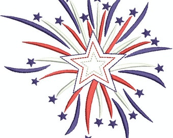 Fireworks, 4th of July Machine Embroidery Design Applique