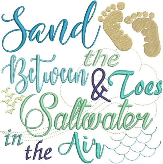 Sand in toes embroidery design beach embroidery design toes embroidery design