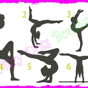 6 Gymnastic Fill Silhouettes Embroidery design
