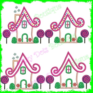 Gingerbread house, Candyland House Applique 8 different Looks, Gumdrop, Sucker, peppermint and house Machine Embroidery Design