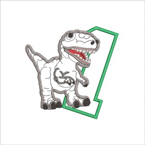 T-Rex 1. Geburtstag, Dinosaurier Geburtstag, Maschinenstickerei Applikation 566