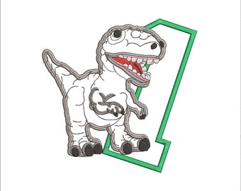 T Rex 1st Birthday, dinosaur Birthday, dino birthday,  Machine Embroidery Applique 566