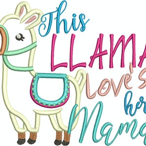 This Llama Love&#39;s her Mama Applique ,Cute Llama,  Embroidery Design, Machine Embroidery Design 427