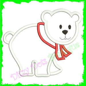 Polar Bear with Scarf Appliqué, Christmas bear , Machine Embroidery design, Applique