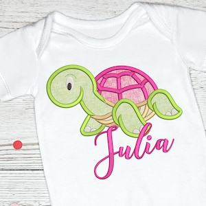 Cute Girl Turtle Applique Embroidery Design, Machine Embroidery, Animal, 694
