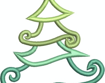 Weihnachtsbaum mit Stern, Maschinenstickerei Design 235