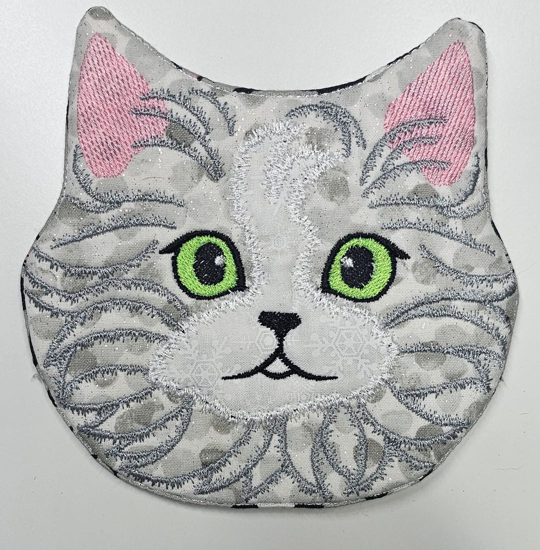 Cat Mug Rug 5in., ITH, Machine Embroidery, Coaster, in the Hoop ...