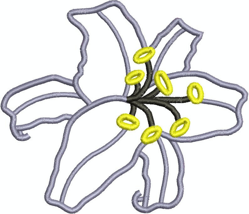 Lily Applique 4x4 5x7 Machine Embroidery Etsy