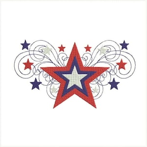 Shooting Star, 4th of July, Independence Day, Red, White and Blue, Fill Machine Embroidery Design 558