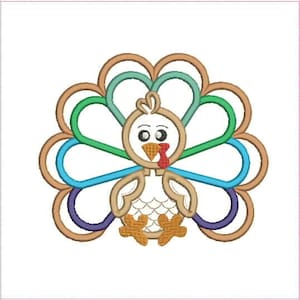 Cute Turkey Boy, Thanksgiving Turkey, Fall Turkey, Applique, Machine embroidery design 523