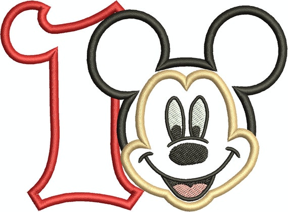character inspired mickey mouse face with a number 1 applique etsy