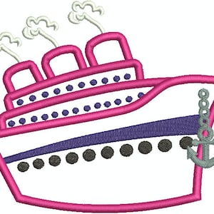Cruise Ship, Boat, Trip, Vacation, Embroidery Design, Machine Embroidery Design Applique 267