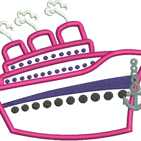 Cruise Ship, Boat, Trip, Vacation, Embroidery Design, Machine Embroidery Design Applique 267