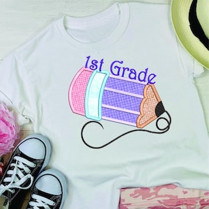 1st Grade, First Grade, Back to School, Applique Machine Embroidery Design 321