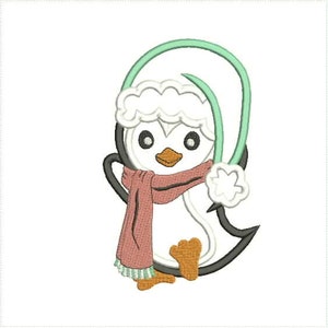 Christmas Penguin in Santa Hat, Cute Dancing Baby Penguin, Birthday Penguin  Machine Embroidery Design 370-1