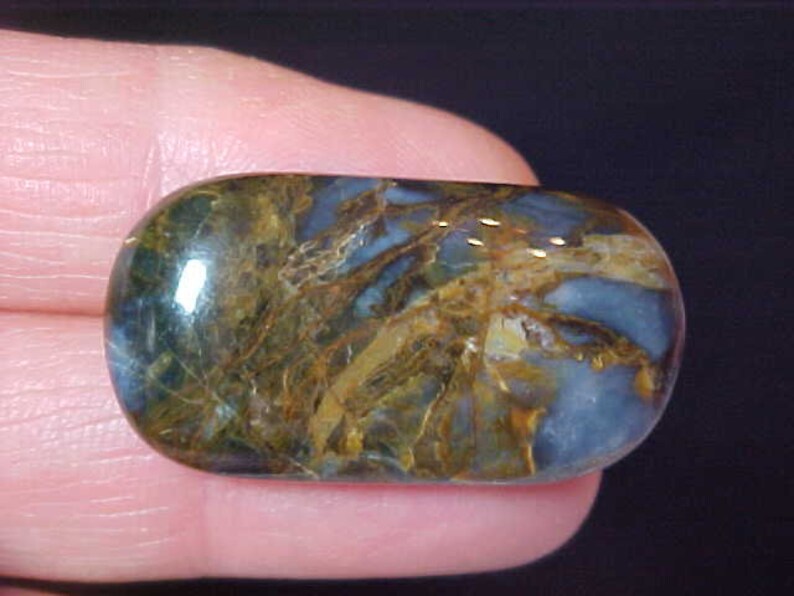 SUKABUMI Blue Opal PICTURE STONE Indonesian Free Form Shape 37.78Ct 37x19 mm Midnight-Blue Opalite Indonesia October Birthstone Crystal Ring