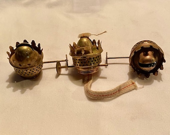 LOT of 3: Matching Vintage Replacement Kerosene Oil Lamp Burner •• Acorn / Nutmeg Type Unused Condition