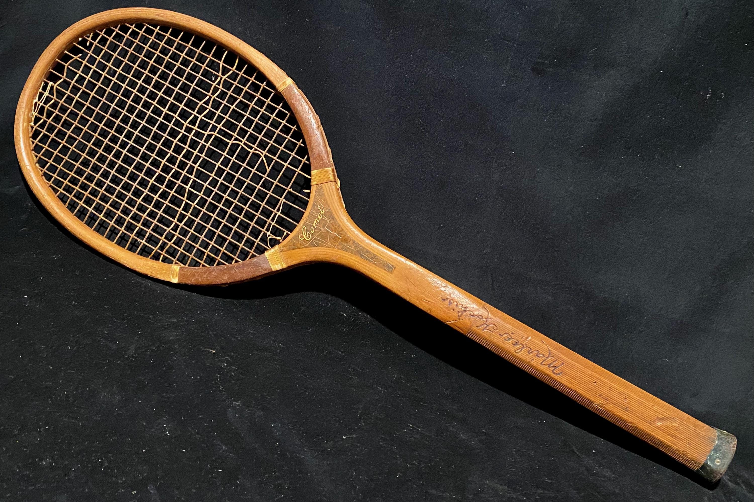 Raquette De Tennis Vintage – Grise, Unisexe, Bon état