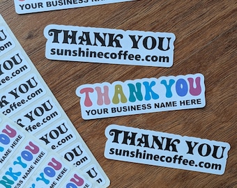 Custom Thank You Stickers: Small Business Labels, Rainbow or Black & White