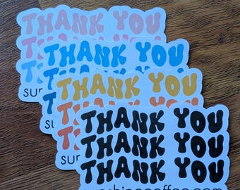 Custom Wavy Thank You Stickers: Small Business Packaging