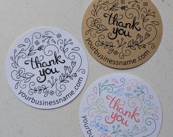 Personalized Thank You Stickers: Swirl Design, Custom Small Business Stickers
