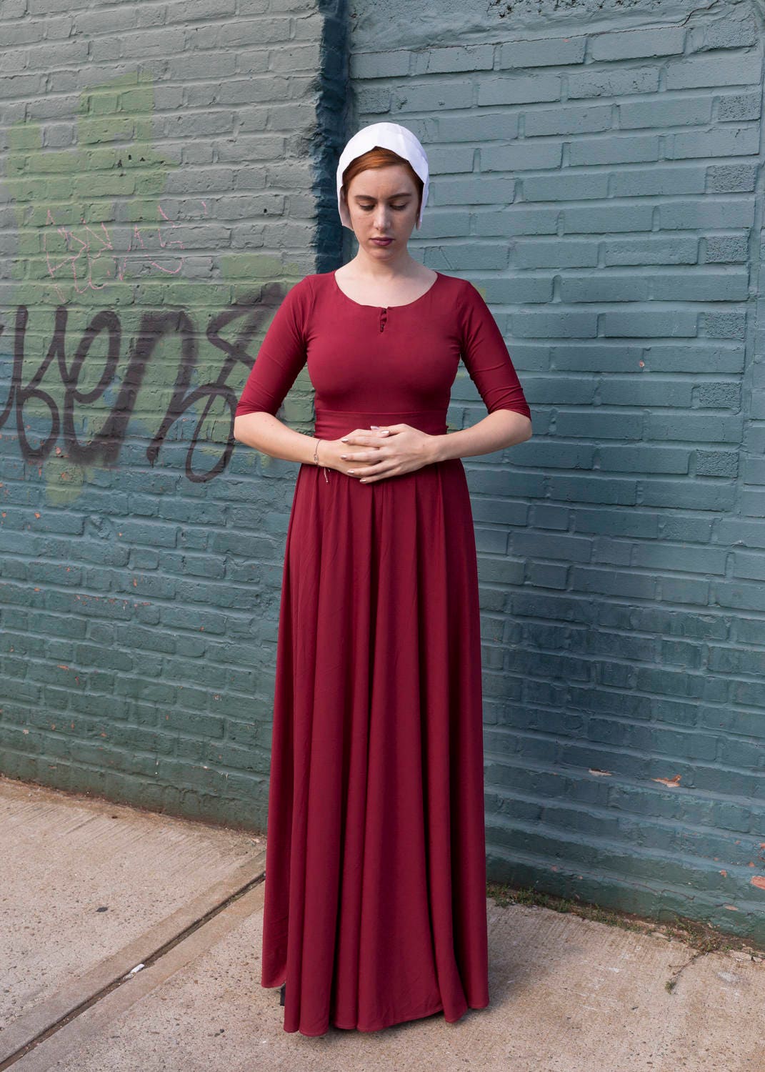 Handmaids Tale Costume Burgundy Red dress from Etsy