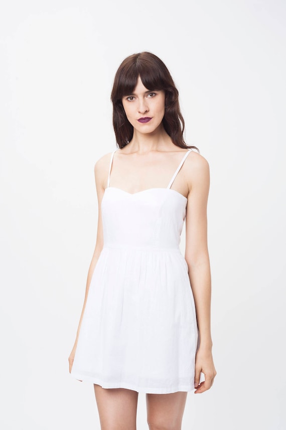 SPAGHETTI STRAP SUMMER Love heart dress white summer dress