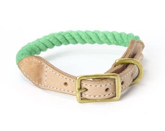 Hundehalsband, Leder Hundehalsband, mintgrün, Hundehalsband für Jungen, Seil Hundehalsband, niedlich, Sommer Hundehalsband, Hunde Geschenk, kostenloser Versand