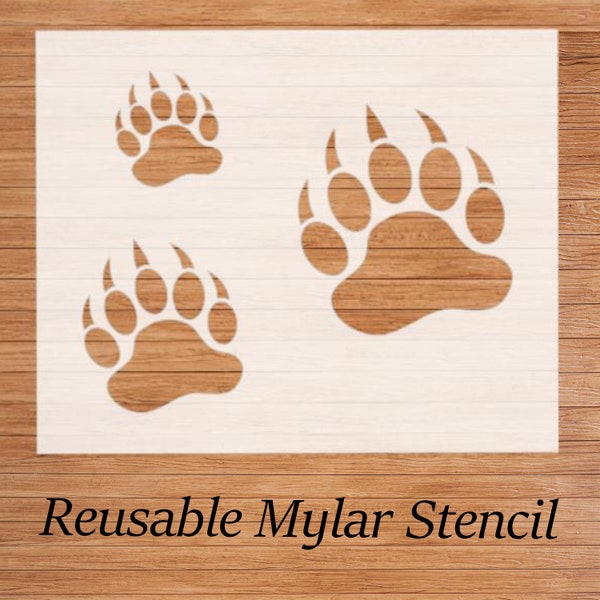 Reusable Bear Paw Stencil, Cookie Decorating Stencil, Nursery Wall Stencil, Spray Paint Stencil, DIY Wood Sign, Bear Paw Stencil, Painting