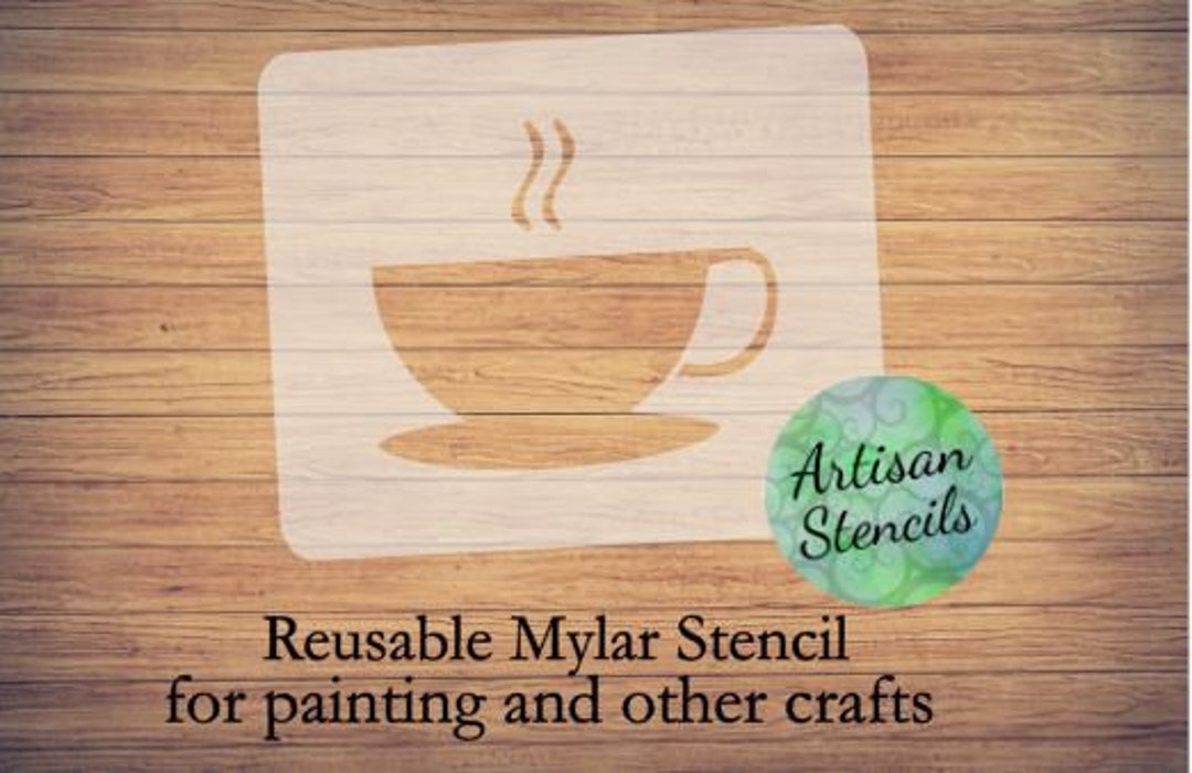 Coffee Cup Stencil, Tea Cup Stencil, Wall Stencil, Craft and Painting