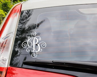 Calcomanía elegante con monograma para auto, monograma con letras elegantes, monograma para computadora portátil, calcomanía con monograma con escritura, calcomanía para teléfono, calcomanía de vinilo para auto, calcomanía, vinilo