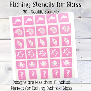 Dichroic Etching Stencils, Vinyl Stencils, Etching Stencils, Sealife Stencils, Vinyl, Stencils for Etching Glass, Fused Glass Supplies