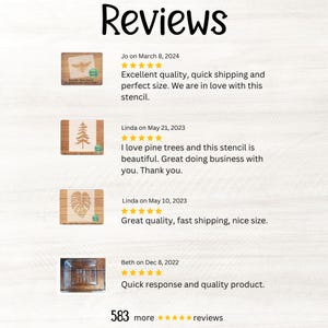 Puede incluir: Imagen de rese&ntilde;as de clientes con la palabra "Reviews" en la parte superior. Las rese&ntilde;as incluyen comentarios sobre la calidad y el tama&ntilde;o de las plantillas. La imagen tambi&eacute;n muestra el n&uacute;mero de rese&ntilde;as y la calificaci&oacute;n.
