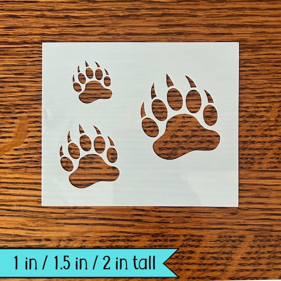 Reusable Bear Paw Stencil, Cookie Decorating Stencil, Nursery Wall Stencil, Spray Paint Stencil, DIY Wood Sign, Bear Paw Stencil, Painting